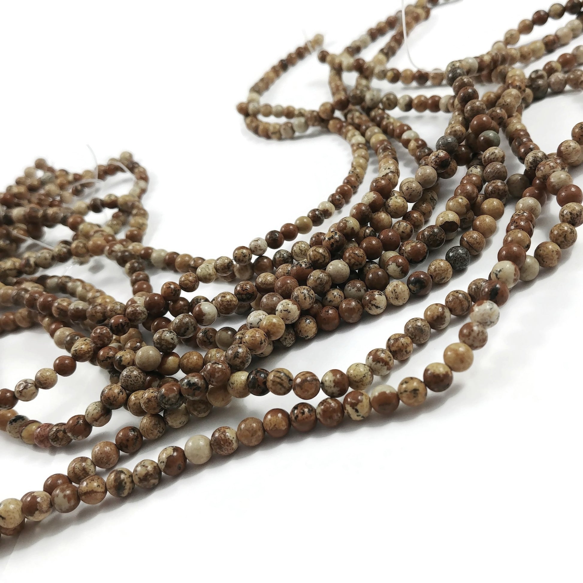 Natural Picture Jasper Stone Beads Strands 4mm Round