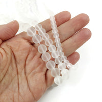 Perles Blanches Givrées, Rondes, 6, 8 ou 10mm