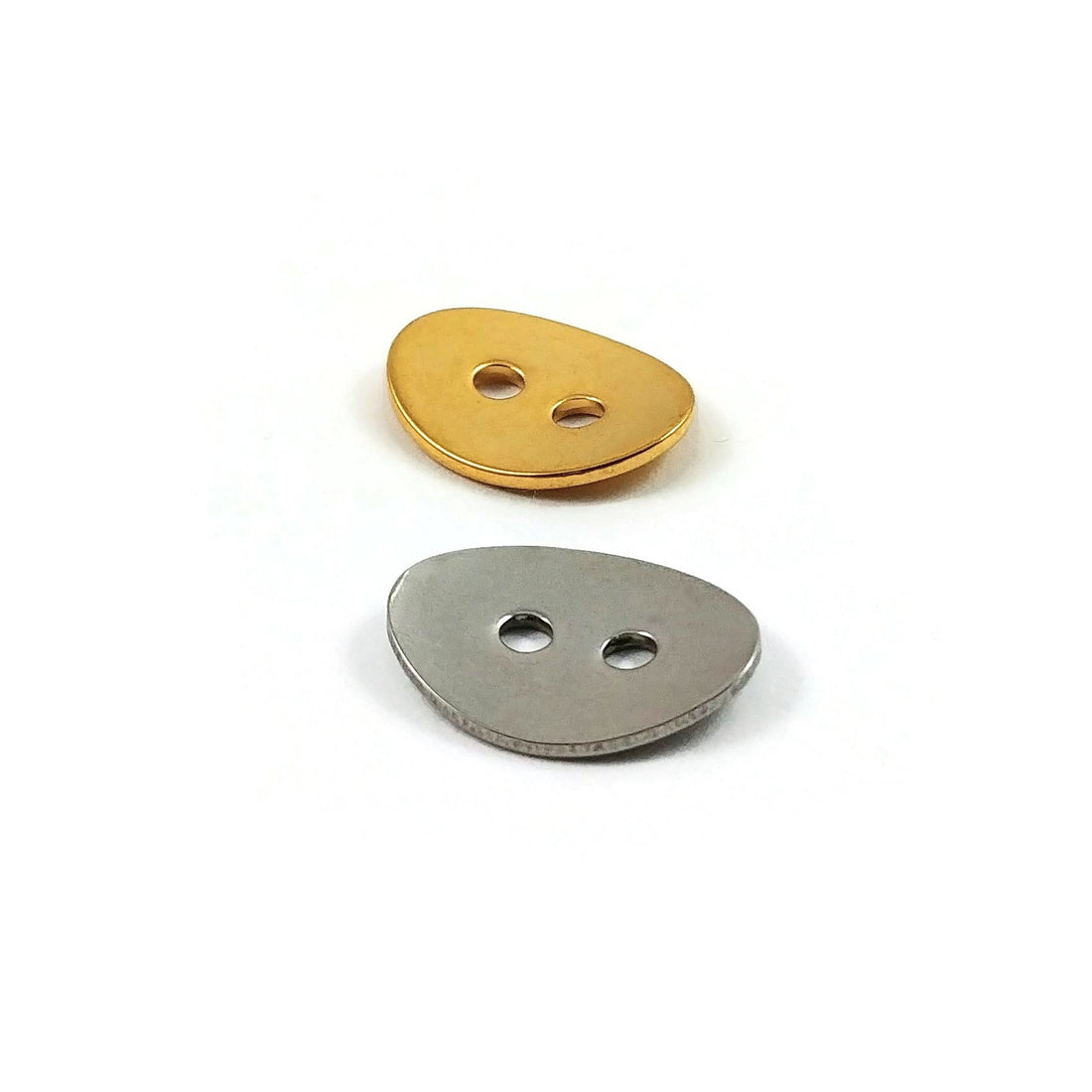 6 Stainless steel oval buttons clasp 14mm