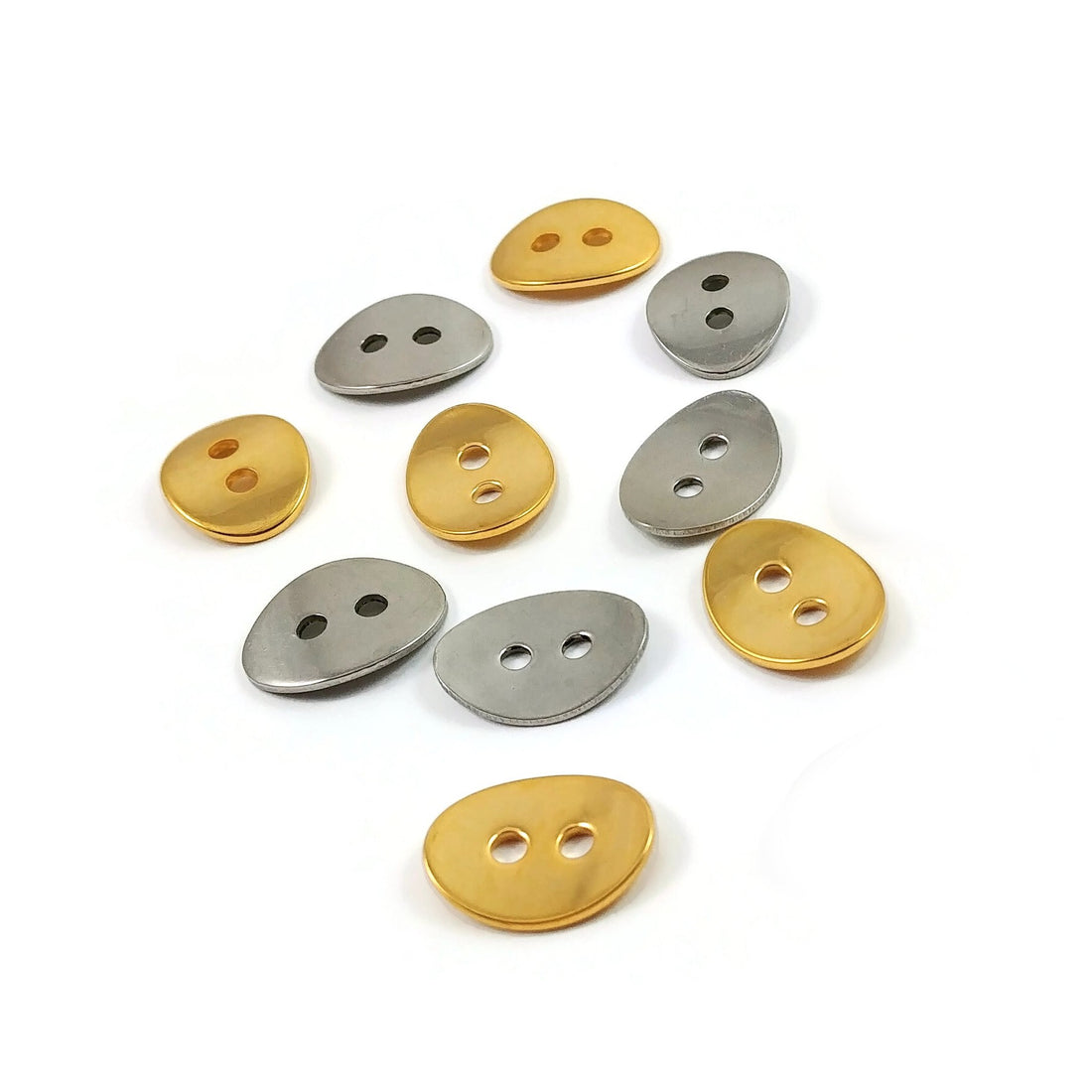 6 Stainless steel oval buttons clasp 14mm