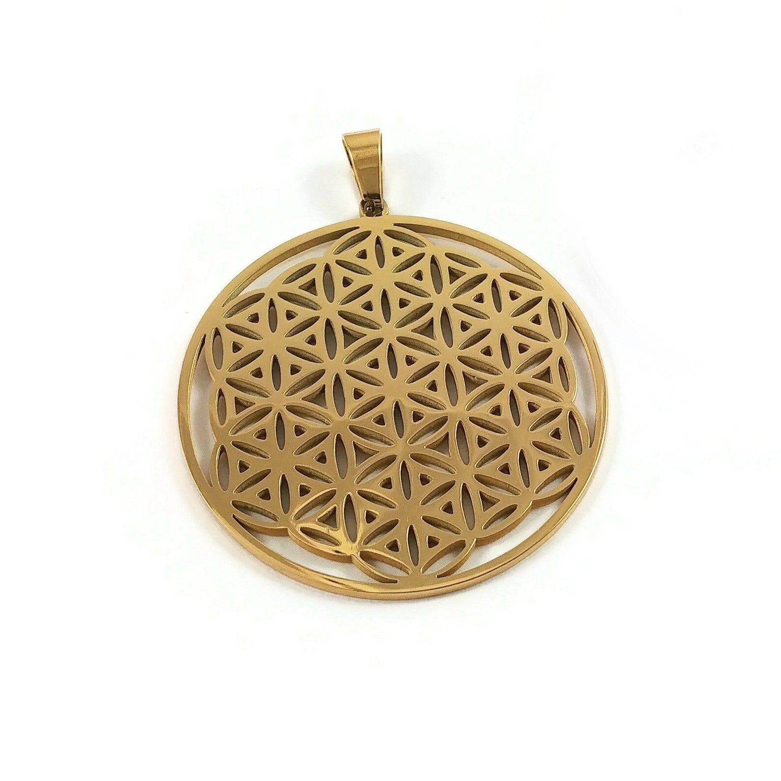 Pendentif fleur de vie en acier inoxydable