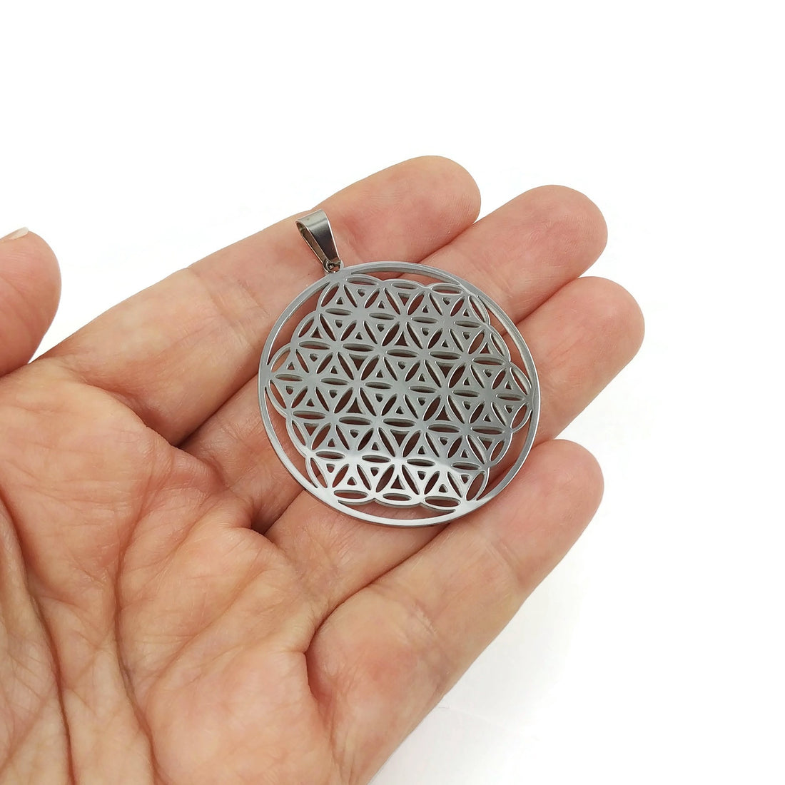 1 Stainless steel flower of life pendant
