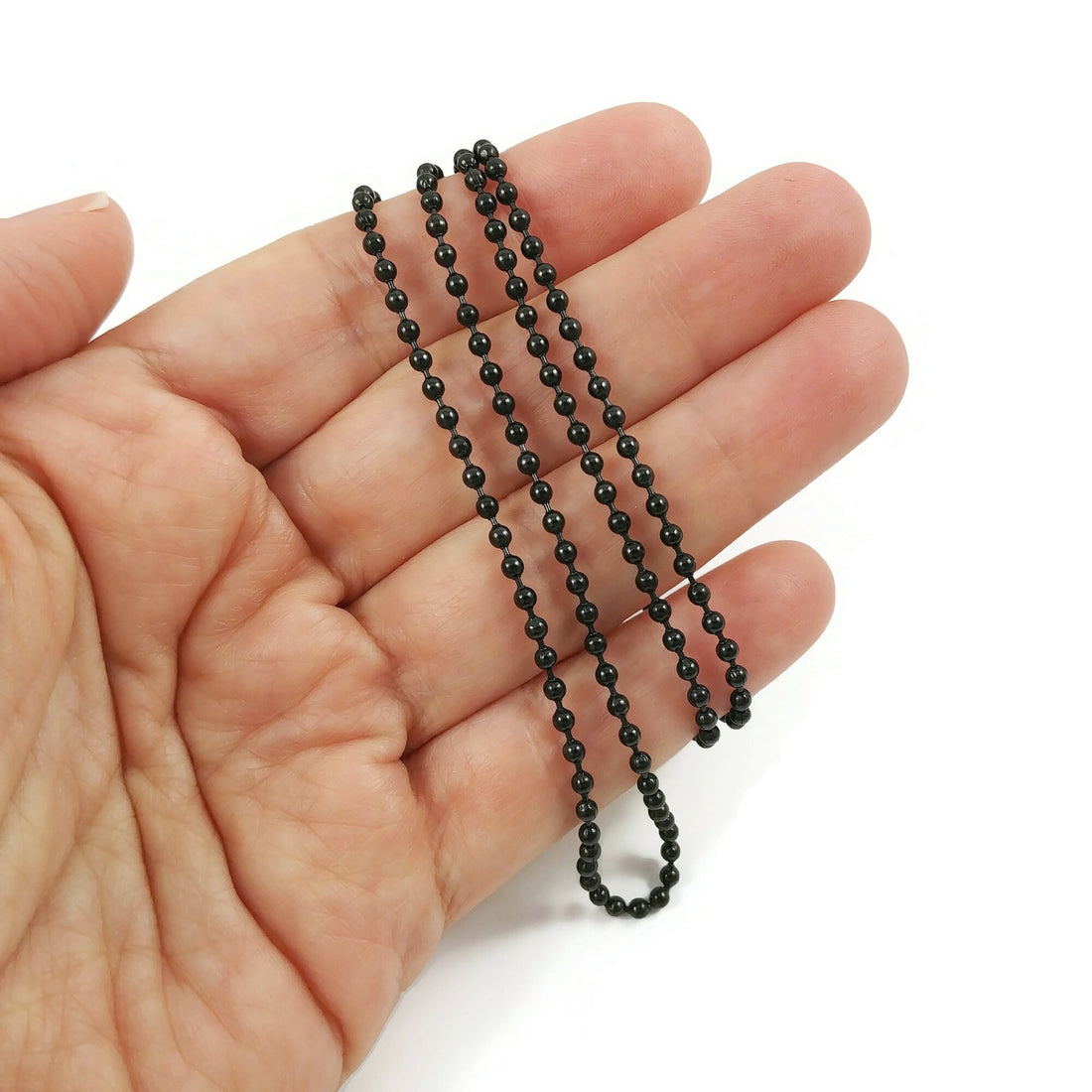 1 Black Stainless Steel Ball Chain 2.5mm - 23.5 inch