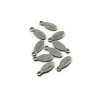 10 Stainless steel chain tabs, drop, 10mm