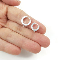 2 Stainless steel huggie hoops with loop, Gold, Silver, Earring findings