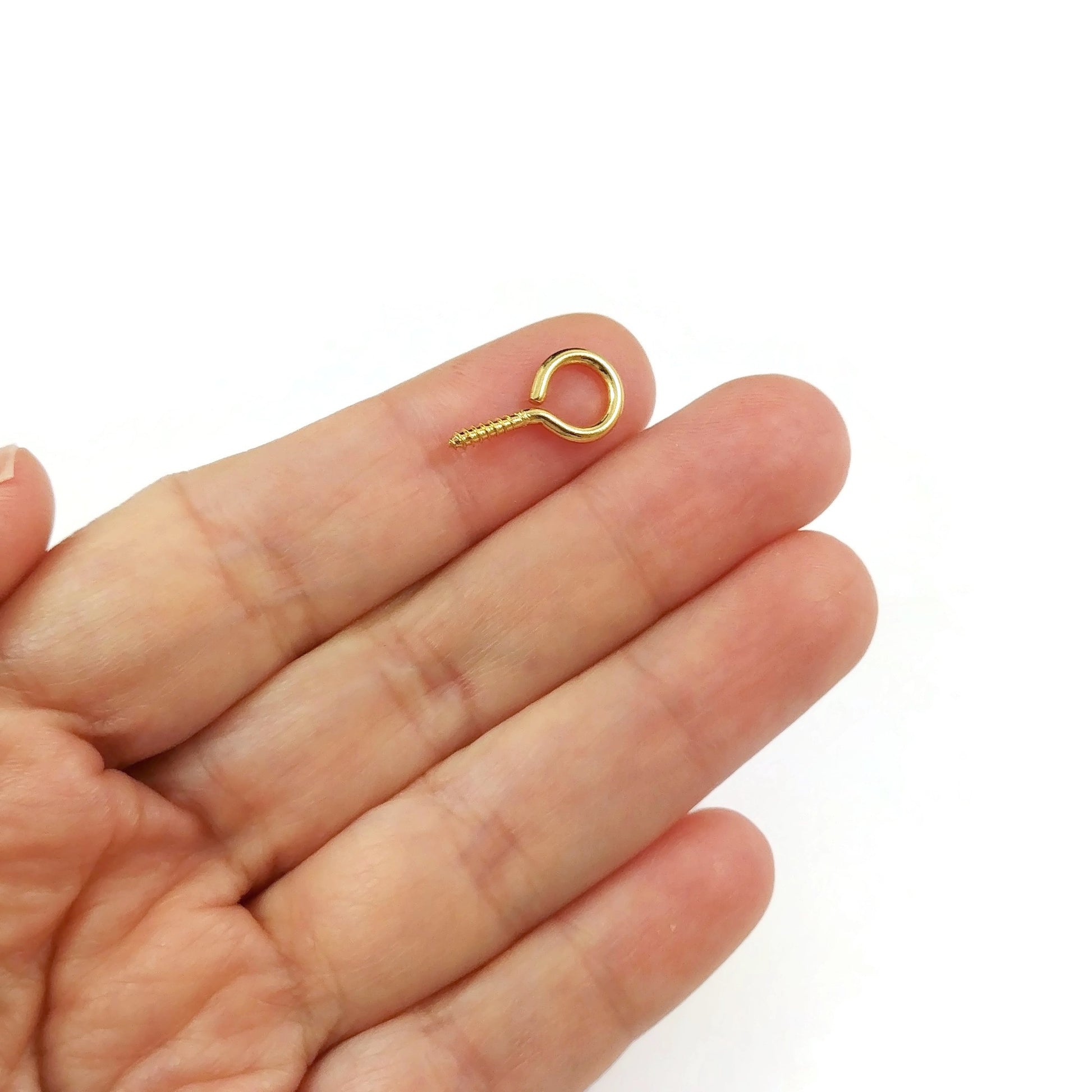 10 Gold Screw Eyes Bails - Stainless Steel Bails Top Drilled