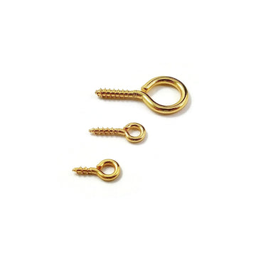 10 Gold Screw Eyes Bails - Stainless Steel Bails Top Drilled
