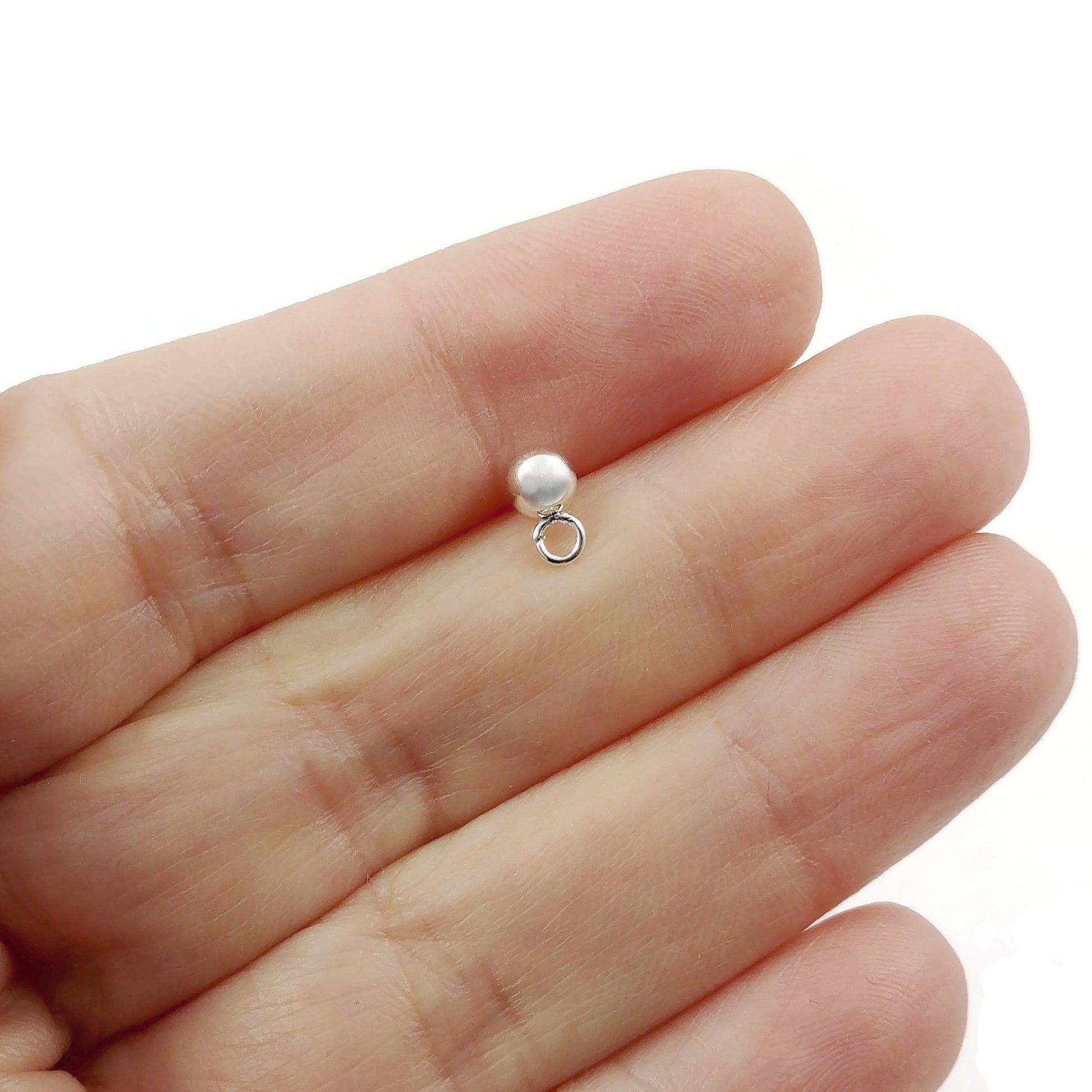 10 ball post with loop, Bright silver stainless steel, 4mm