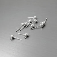 10 ball post with loop, Bright silver stainless steel, 4mm