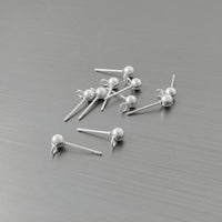 10 ball post with loop, Bright silver stainless steel, 4mm