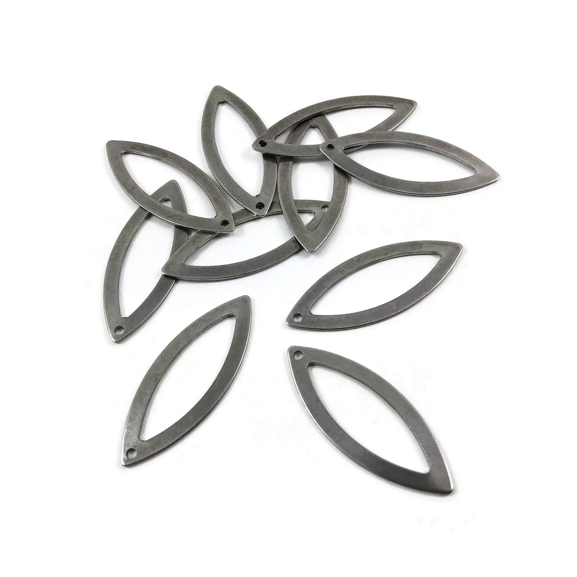 2 Pendentifs ovale pointu en acier inoxydable 35mm