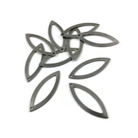 2 Pendentifs ovale pointu en acier inoxydable 35mm