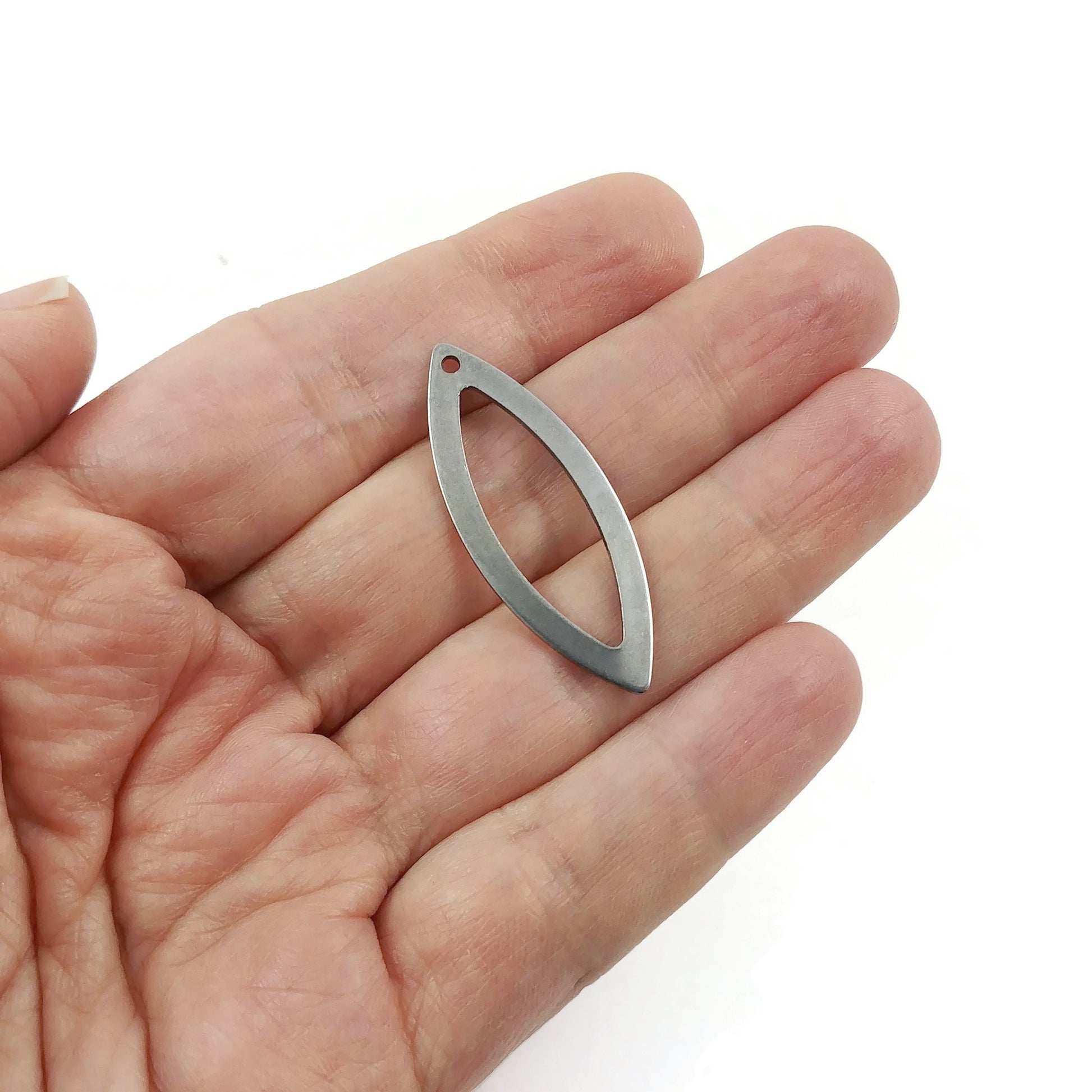 2 Pendentifs ovale pointu en acier inoxydable 35mm
