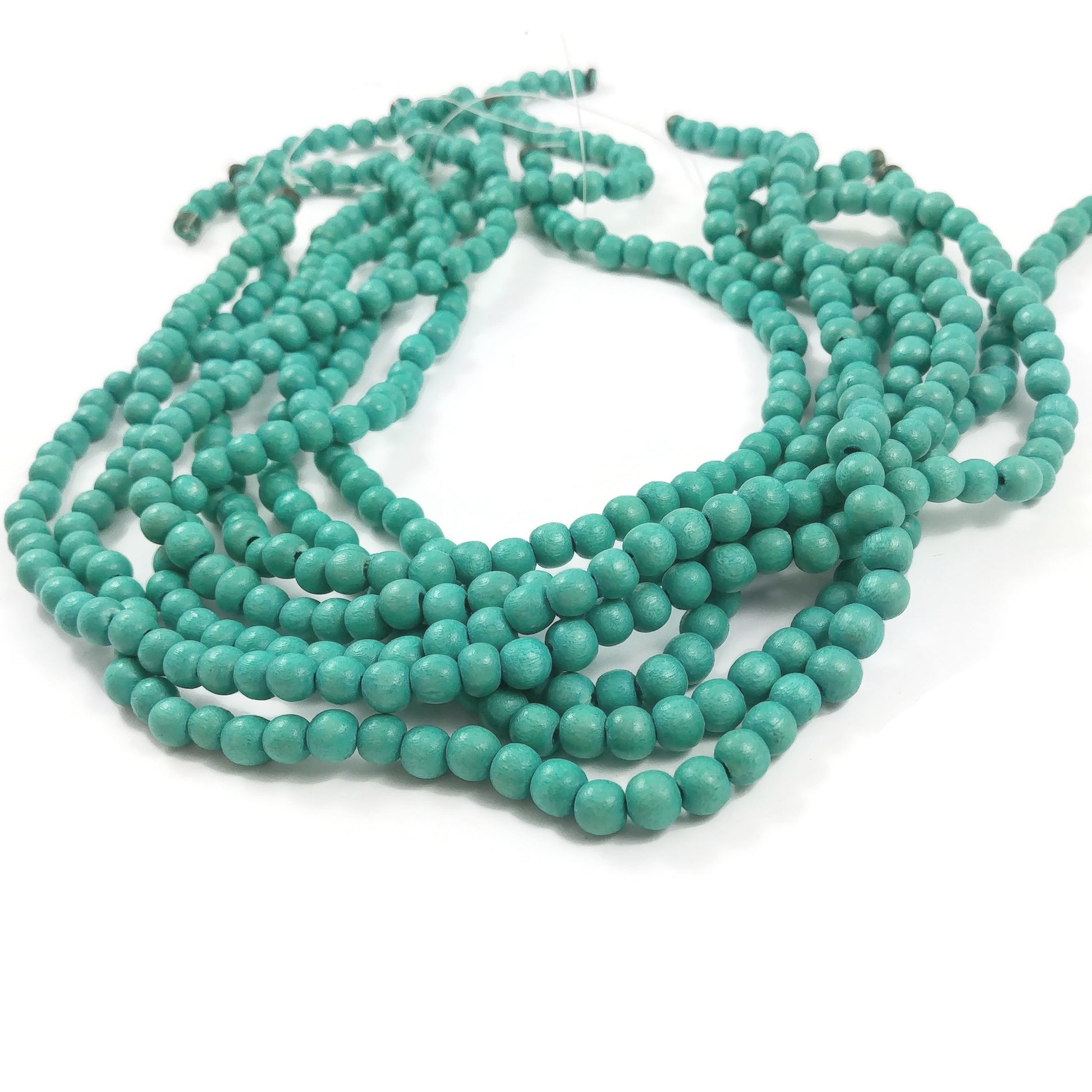 Turquoise 6mm, 8mm or 10mm wood round beads 16 inch strand