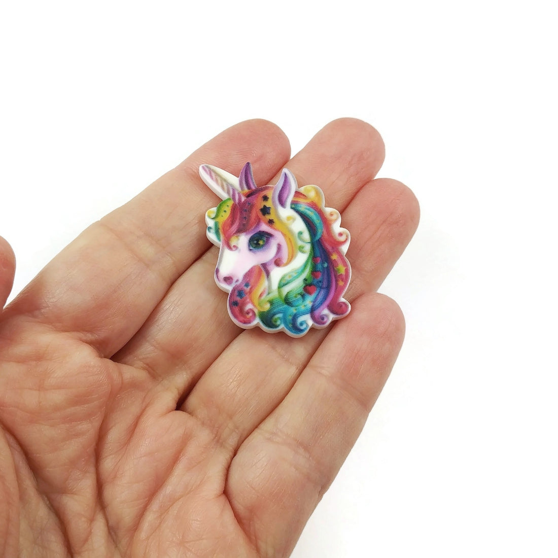 Décoration licorne arc en ciel - Cabochon en résine de 40mm