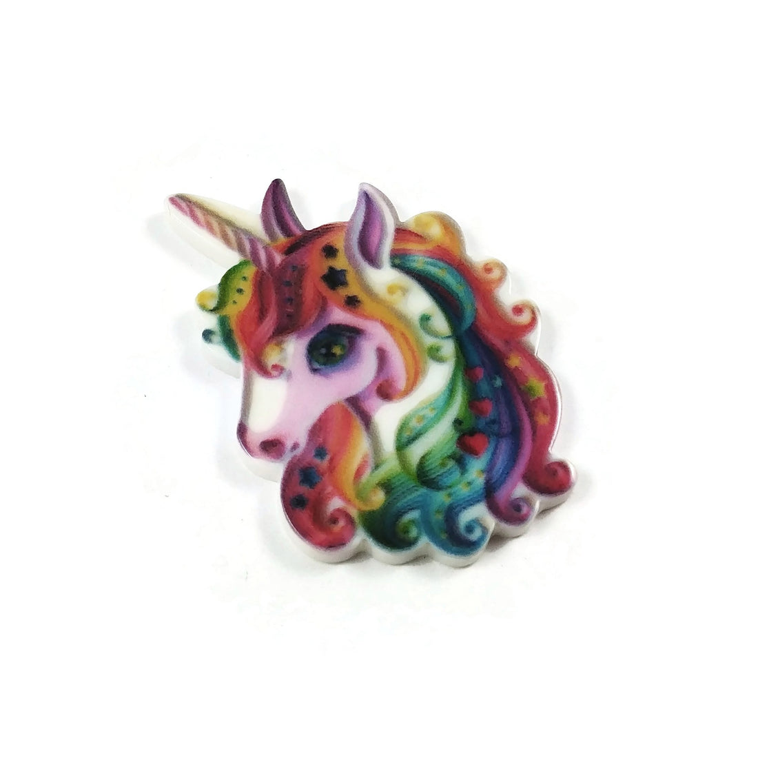 Décoration licorne arc en ciel - Cabochon en résine de 40mm