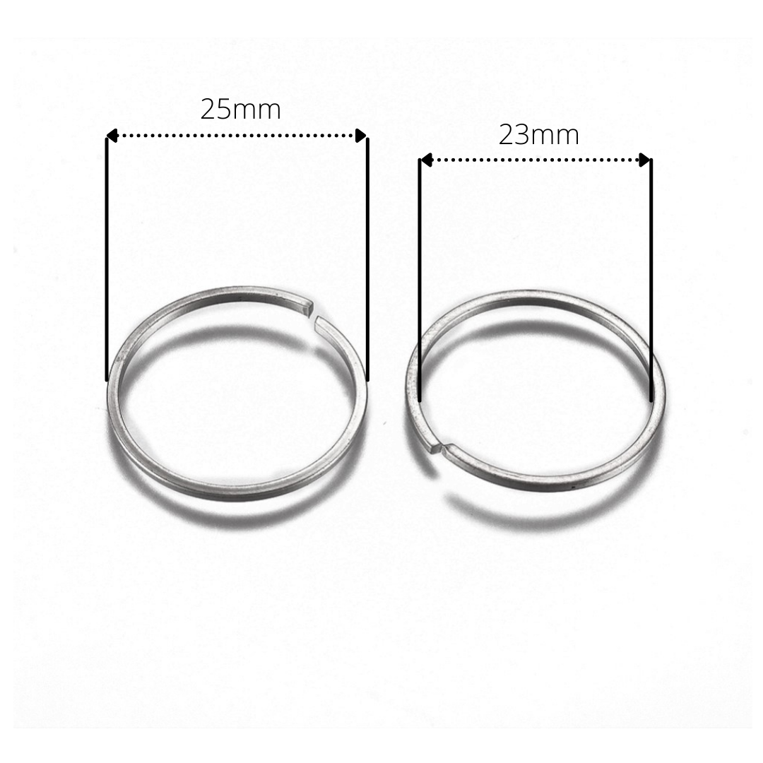Grand anneau argent hypoallergénique en acier inoxydable 20mm ou 25mm