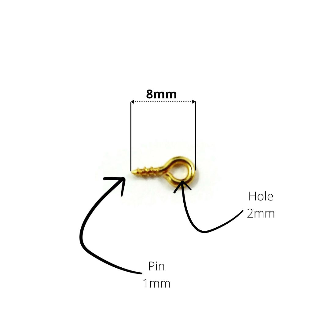 10 Gold Screw Eyes Bails - Stainless Steel Bails Top Drilled