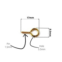10 Gold Screw Eyes Bails - Stainless Steel Bails Top Drilled
