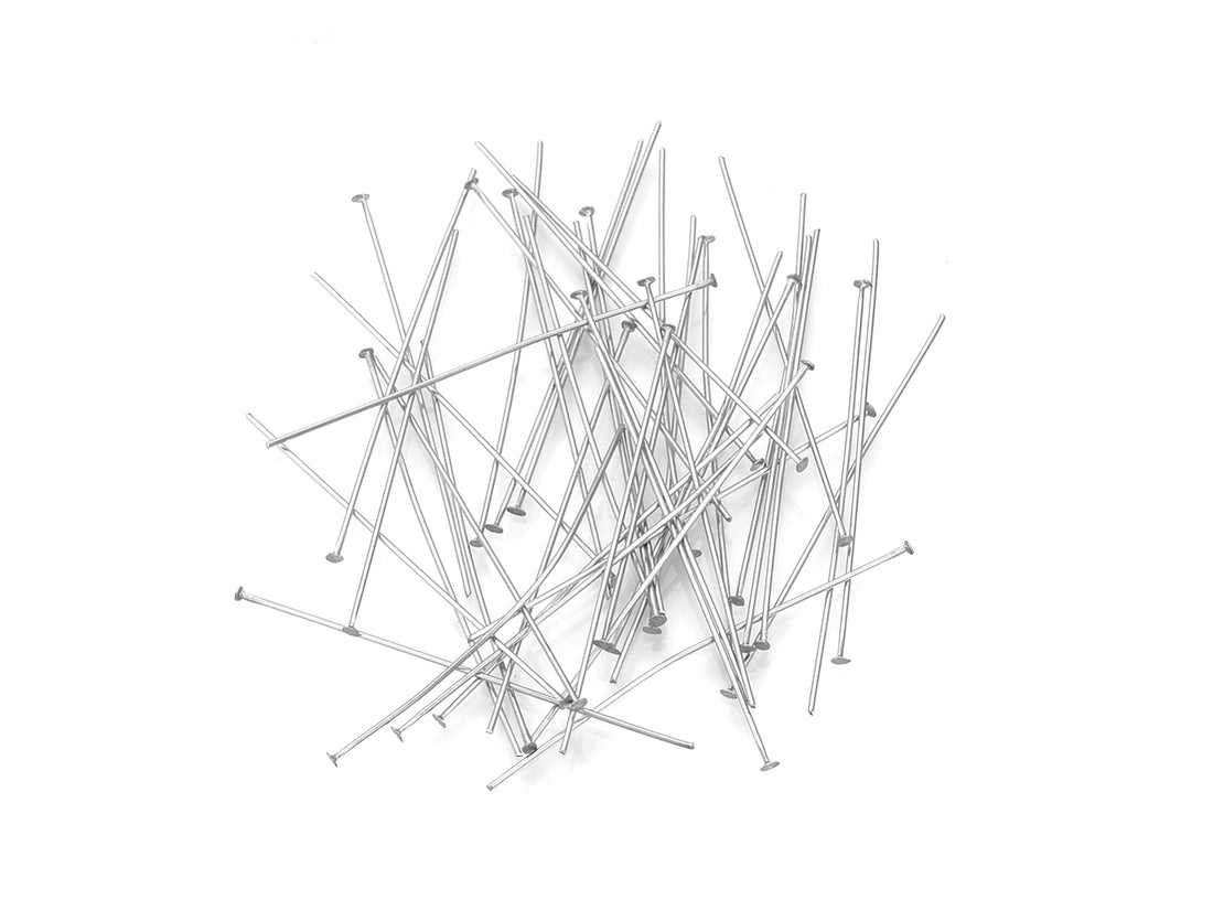 50 Stainless steel flat head pins - 30, 40 or 50mm - Hypoallergenic jewelry findings