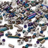 Perles de rocaille en verre - GRIS - Assortiment de formes et grandeurs