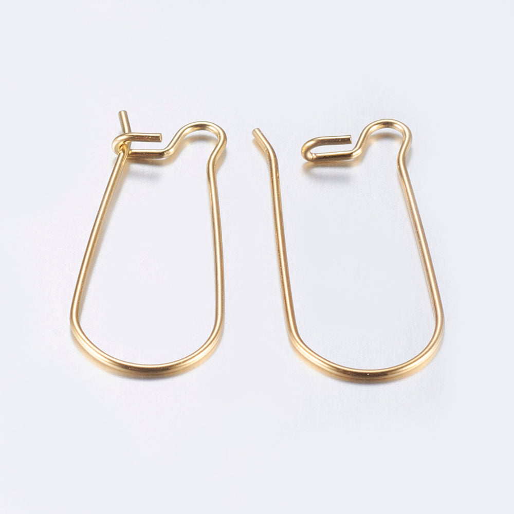 10 pièces (5 paires) crochets pour boucle d'oreille en acier inoxydable plaqué or véritable 18 CT