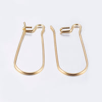10 pièces (5 paires) crochets pour boucle d'oreille en acier inoxydable plaqué or véritable 18 CT
