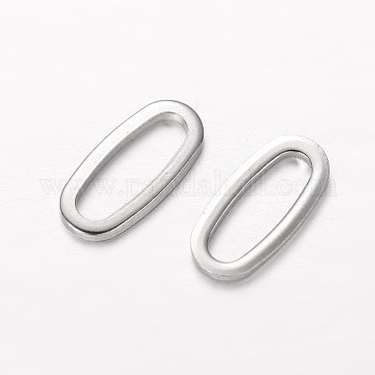 5 Anneaux ovales argent hypoallergénique en acier inoxydable 16x8mm