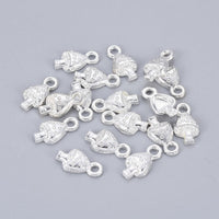 10 tiny mushroom metal pendants 13mm - Nickel free, lead free and cadmium free