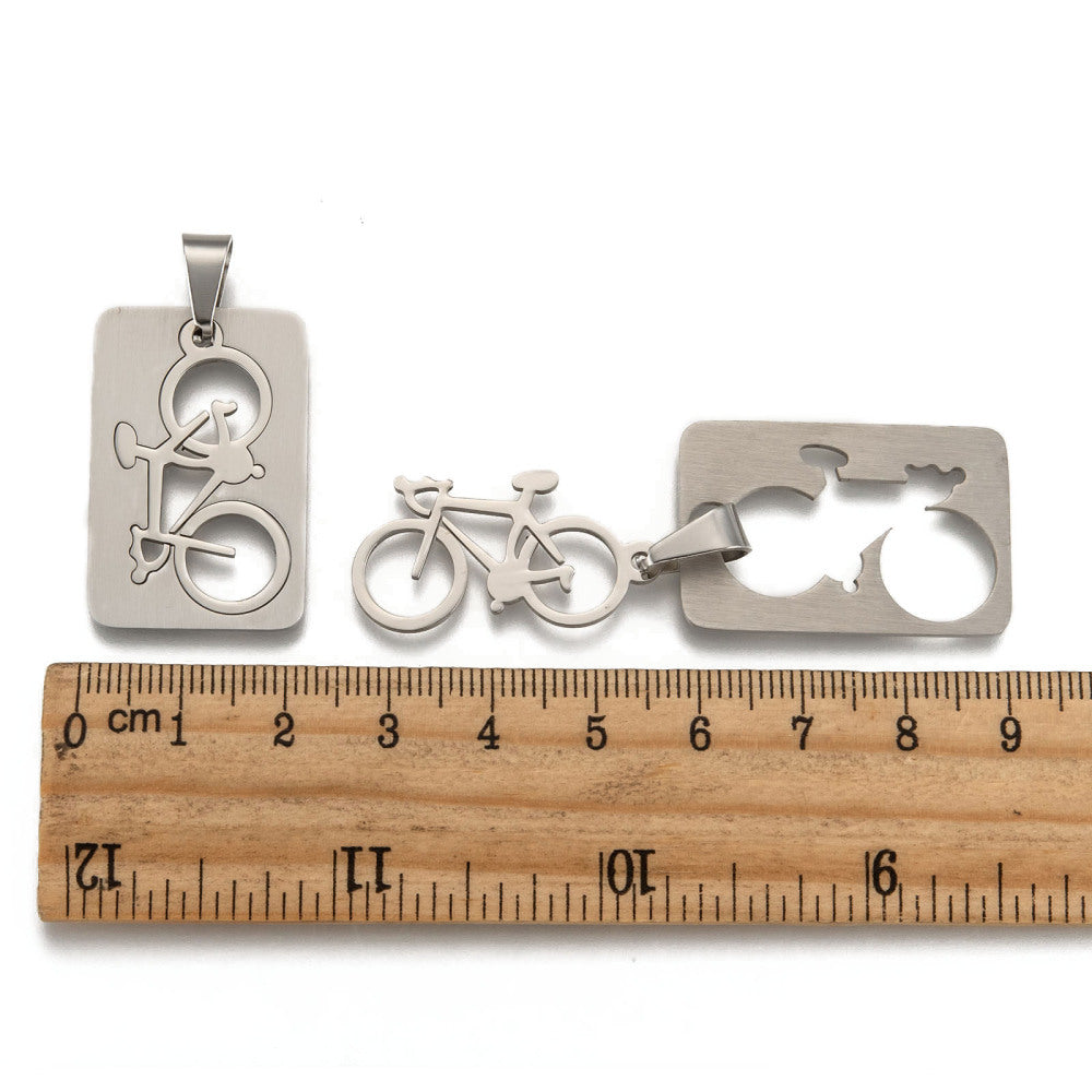 Pendentif bicyclette en acier inoxydable hypoallergénique