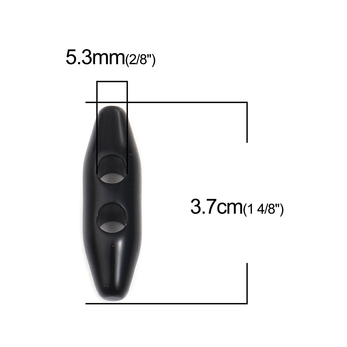 5 boutons de plastique noir 3.7 x 1cm