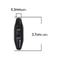 5 boutons de plastique noir 3.7 x 1cm