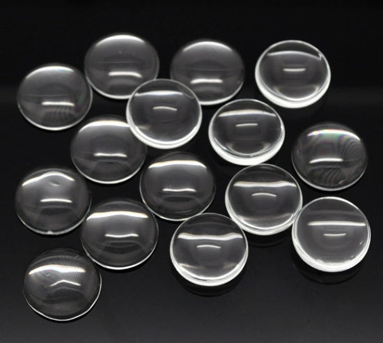 10 Cabochons en verre demi-rond transparent 8mm, 10mm, 12mm, 14mm, 16mm, 18mm or 20mm