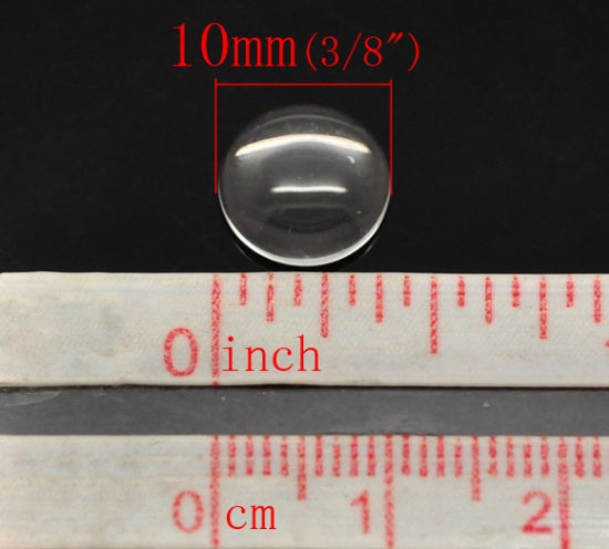 10 Cabochons en verre demi-rond transparent 8mm, 10mm, 12mm, 14mm, 16mm, 18mm or 20mm