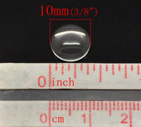 10 Cabochons en verre demi-rond transparent 8mm, 10mm, 12mm, 14mm, 16mm, 18mm or 20mm