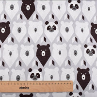 8pcs Tissu de coton sergé imprimé - motifs de renard et d'ours