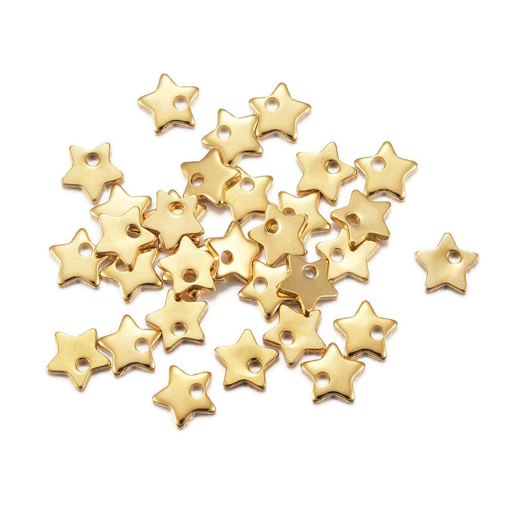 10 Tiny star charms stainless steel hypoallergenic charms