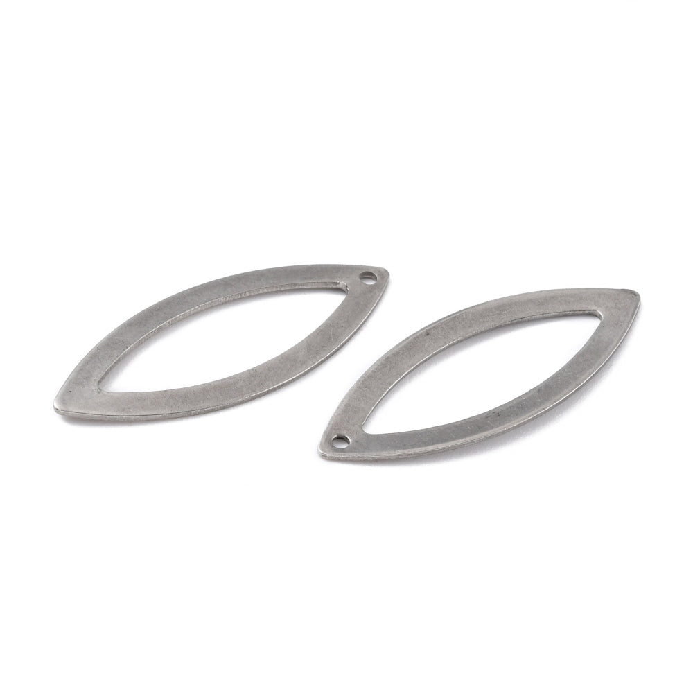 2 Pendentifs ovale pointu en acier inoxydable 35mm