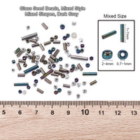 Perles de rocaille en verre - GRIS - Assortiment de formes et grandeurs