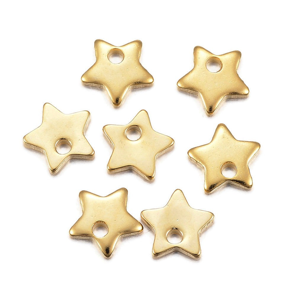 10 Tiny star charms stainless steel hypoallergenic charms
