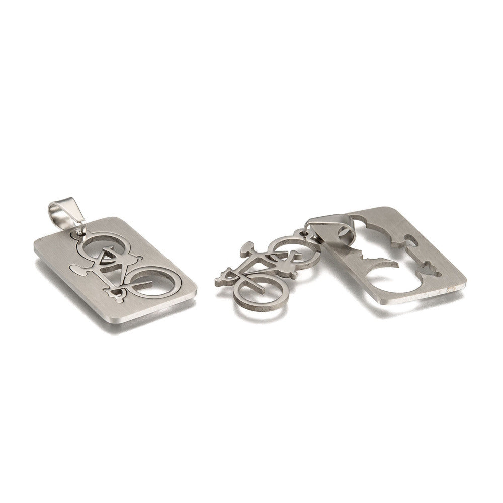 Pendentif bicyclette en acier inoxydable hypoallergénique