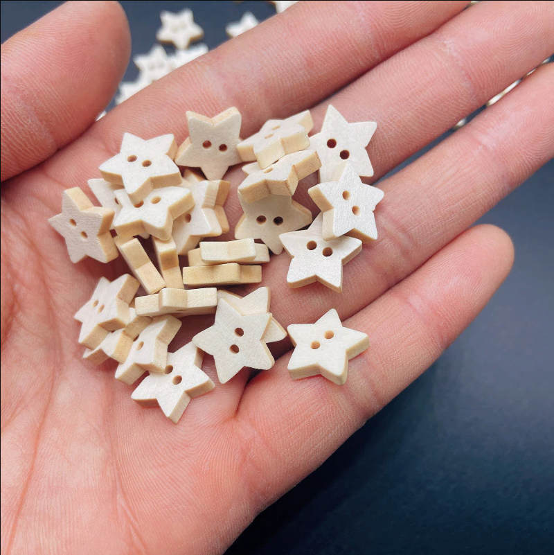 Star button - 10 Wooden craft buttons 12mm or 15mm