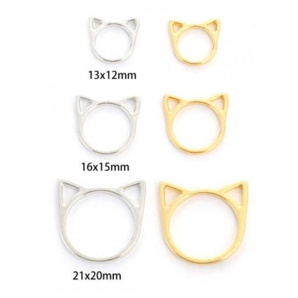 Pendentifs ou connecteurs chat argent ou or