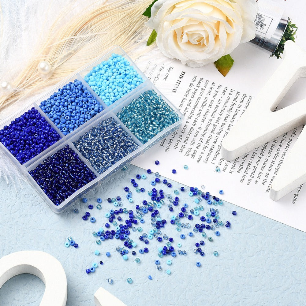 Kit de perles de rocaille en verre 2mm, Assortiments de 4500pcs