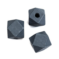 10 Faceted hexagon wood beads