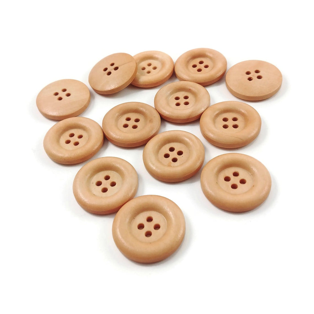 6 champagne wooden buttons 24mm