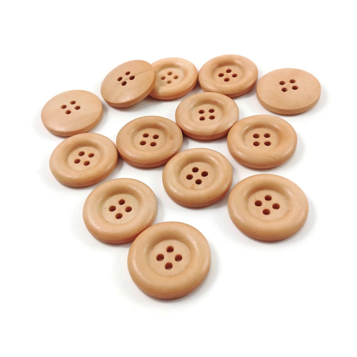 6 champagne wooden buttons 24mm