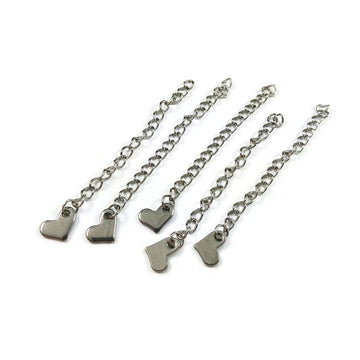Extensions pour bijoux en acier inoxydable - Chaine de 60mm avec breloque coeur