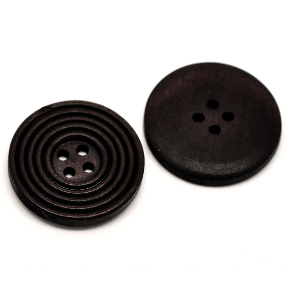 Dark coffee brown Wooden Sewing Buttons 30mm - set of 6 natural circle wood button