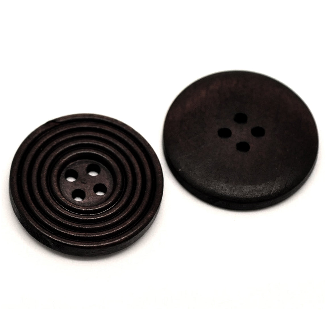 Bouton de bois café foncé de 3cm - ensemble de 6 boutons en bois naturel avec cercles